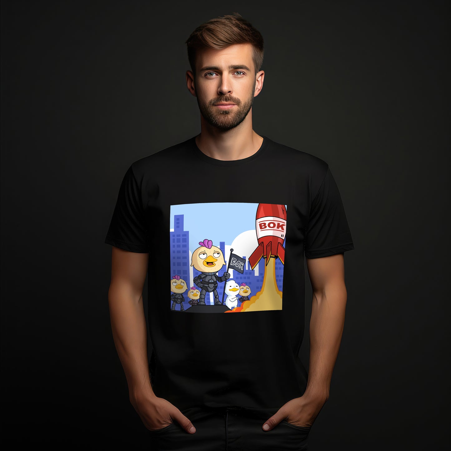 BOK the Chicken Rocket Launch Tee