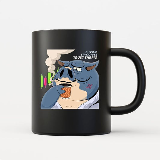 NIKEPIG "Buy the Dip, Sip Coffee, Trust the Pig" Crypto Mug